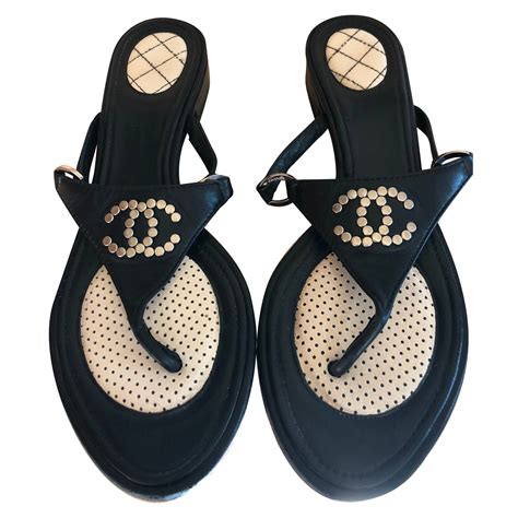 sandales chanel noires|authentic chanel sandals.